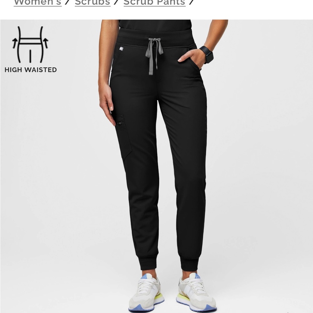 Figs Black High Waisted Jogger Pants